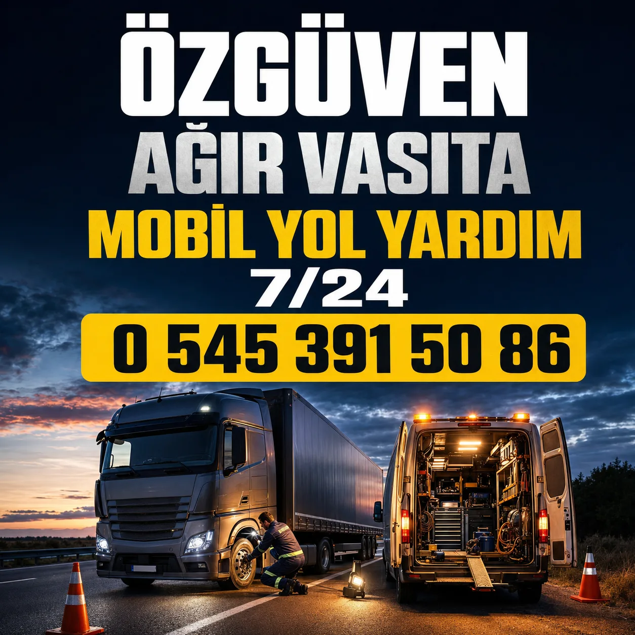 Gece mobil yol yardım operasyonu